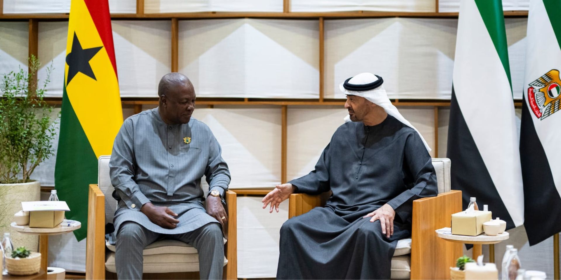 PRESIDENT MAHAMA UNDERTAKES SOLIDARITY VISIT TO UAE PRESIDENT; MBZ SIGNALS INTEREST IN ENERGY INVESTMENT AND VISIT TO GHANA